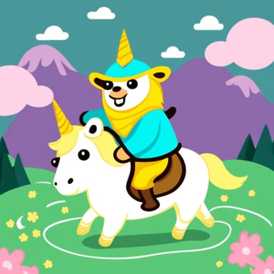 Go Blue Gopher riding a unicorn