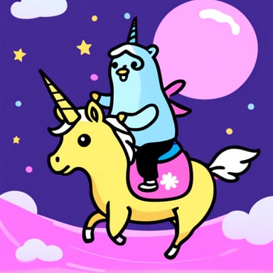 Go Blue Gopher riding a unicorn