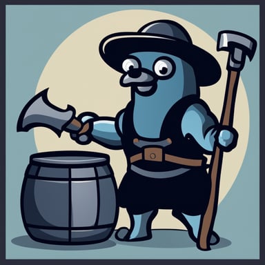 Go Blue Gopher, depicted as a medieval blacksmith in the forge, stands near an anvil with a hammer in hand for the logo, designed in a flat graphic style.