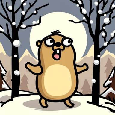 Go Blue Gopher as the angry gopher in Groundhog Day setting.