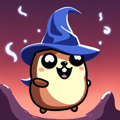 Master wizard Go Blue Gopher creating a new powerful spell with a terrifying laugh.