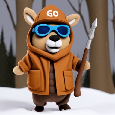 Go Blue Gopher as the deer hunter.