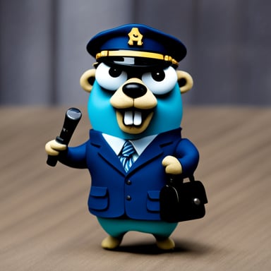 Go blue gopher as female recruiter.