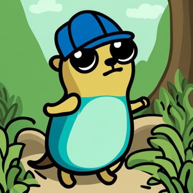 Go Blue Gopher as a chameleon gopher with a Vietnamese non la hat.