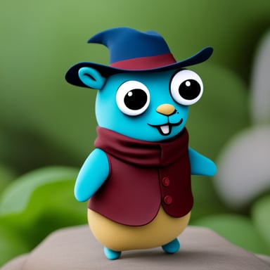 Go Blue Gopher as a chameleon gopher with a Vietnamese non la hat.