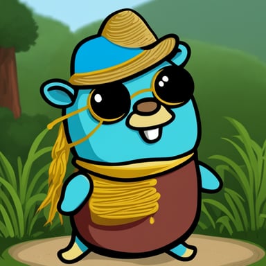 Go Blue Gopher as a chameleon gopher with a Vietnamese non la hat.