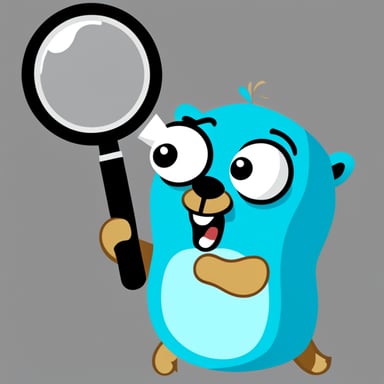 Go Blue Gopher with a magnifying glass looking at a golden key.