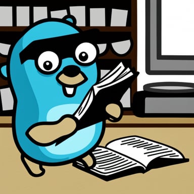 Go Blue Gopher reading a newspaper.