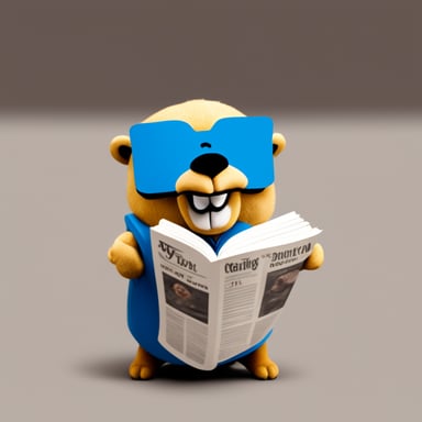 Go Blue Gopher reading a newspaper.