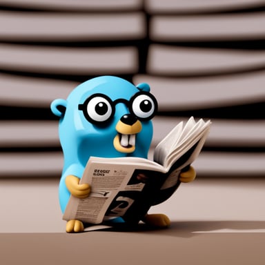 Go Blue Gopher reading a newspaper.