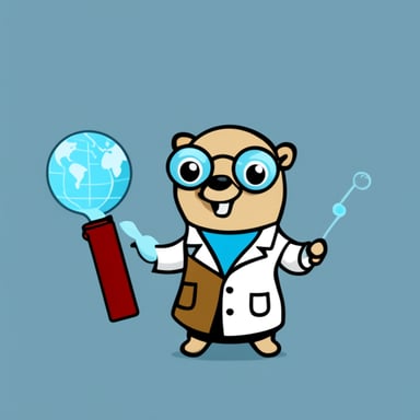 Go Blue Gopher with transparent background holding a scientific report in its hand.