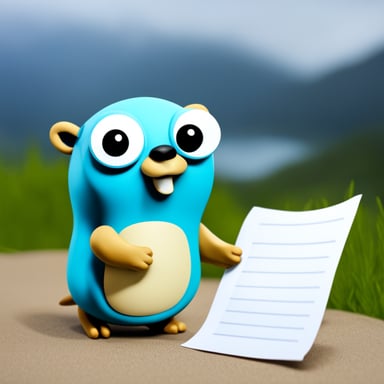 Go Blue Gopher with transparent background holding a scientific report in its hand.