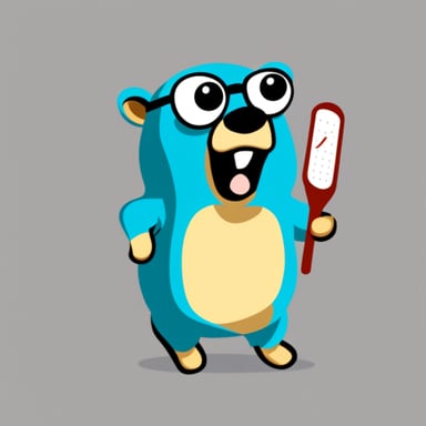 Go Blue Gopher with transparent background holding a scientific report in its hand.