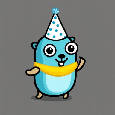 Go Blue Gopher wearing party hat