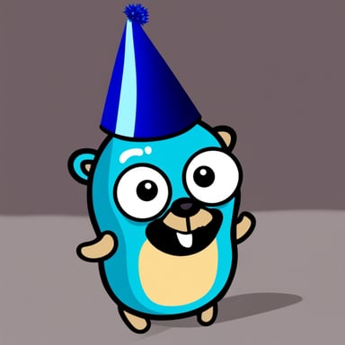 Go Blue Gopher wearing party hat