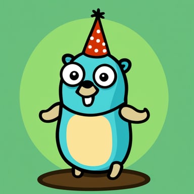 Go Blue Gopher wearing party hat