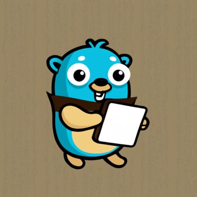 The Go programming language mascot, Go Blue Gopher, holding a small canvas.