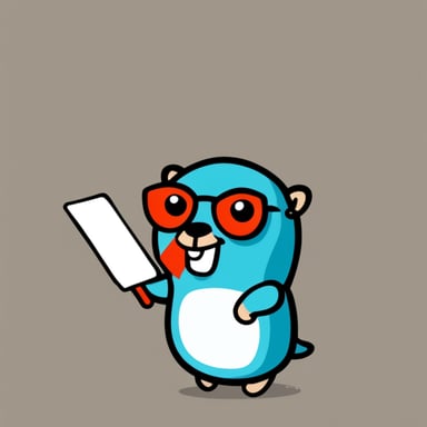 The Go programming language mascot, Go Blue Gopher, holding a small canvas.