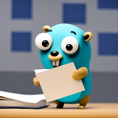 Go Blue Gopher grabbing a letter around himself.