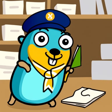 Go Blue Gopher grabbing a letter around himself.