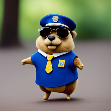 A rich gopher named Go Blue Gopher wearing a badge with the name Nesto.