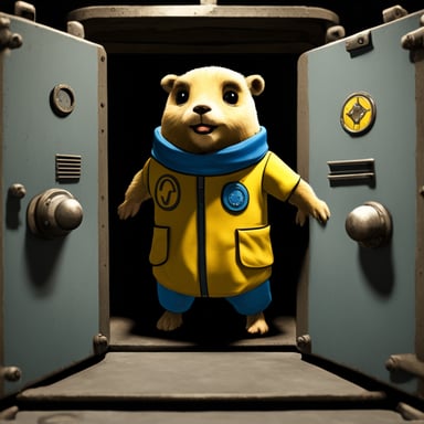 Go Blue Gopher in the Fallout Vault-Tec universe as a vault dweller.