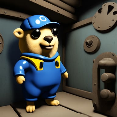 Go Blue Gopher in the Fallout Vault-Tec universe as a vault dweller.