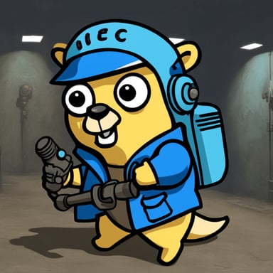 Go Blue Gopher in the Fallout Vault-Tec universe as a vault dweller.