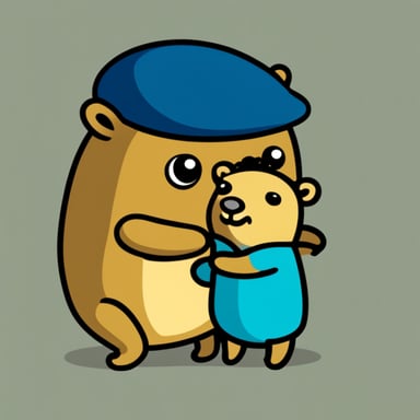 Go Blue Gopher hugging a capybara.