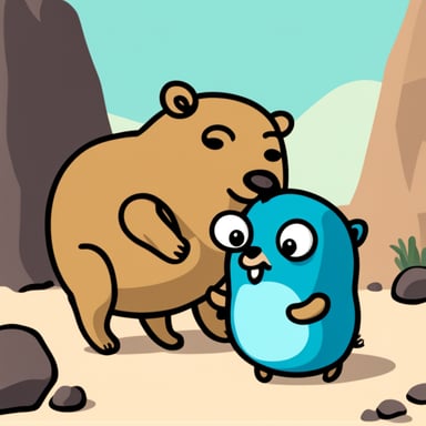 Go Blue Gopher hugging a capybara.