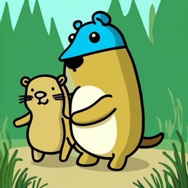 Go Blue Gopher hugging a capybara.