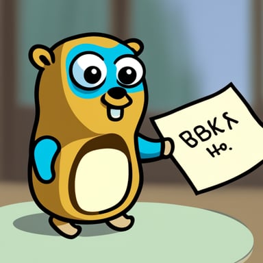 Go Blue Gopher holding a piece of paper with bbaktaeho written on it.