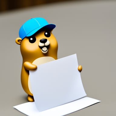 Go Blue Gopher holding a piece of paper with bbaktaeho written on it.