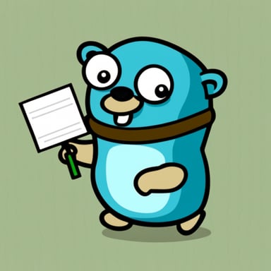 Go Blue Gopher holding a piece of paper with 'Leo' written on it.