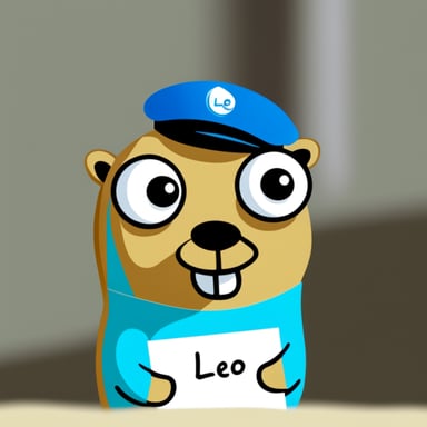 Go Blue Gopher holding a piece of paper with Leo written on it.