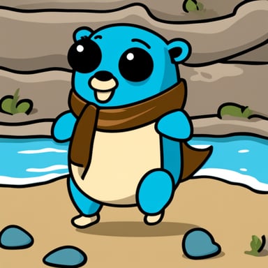 Draw Go Blue Gopher with bbakateho written on its belly.