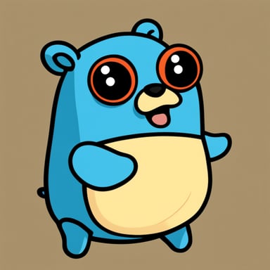 Draw Go Blue Gopher with bbakateho written on its belly.