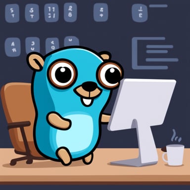 Go Blue Gopher coding with Rust language.