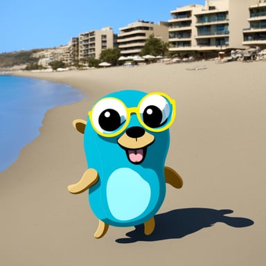 Go Blue Gopher at the beach in Cyprus.