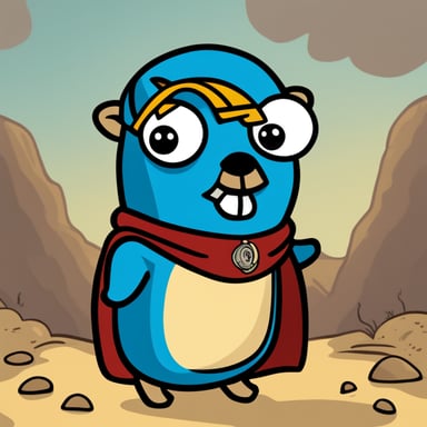 A go blue gopher looking seriously into the distance, as Napoleon.