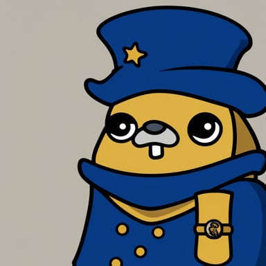A go blue gopher looking seriously into the distance, as Napoleon.