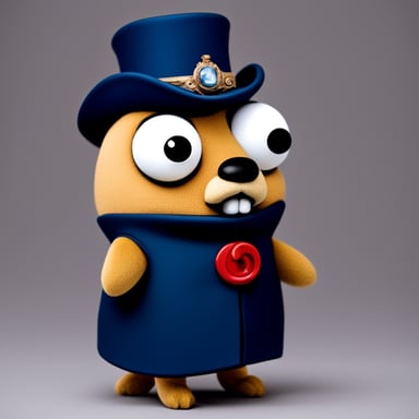A go blue gopher looking seriously into the distance, as Napoleon.