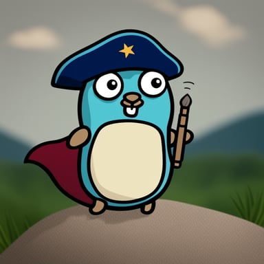 A go blue gopher looking seriously into the distance, as Napoleon.