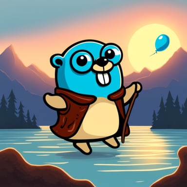 Go Blue Gopher as a blue happy 2D Huckleberry Finn gopher.