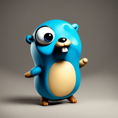 A go blue gopher feeling mischievous, planning a playful prank with a twinkle in its eye.