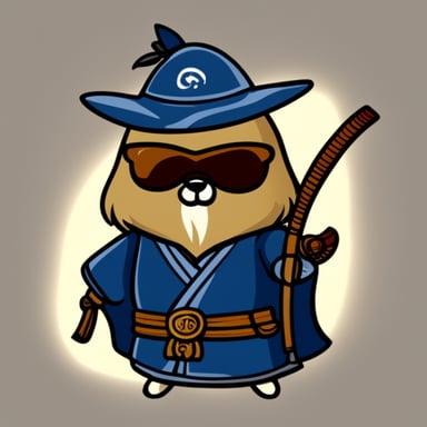 Go Blue Gopher dressed as a ronin or samurai.