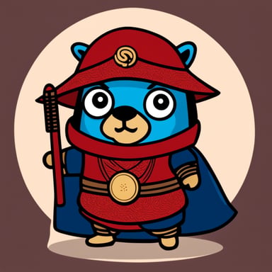 Go Blue Gopher dressed as a ronin or samurai.