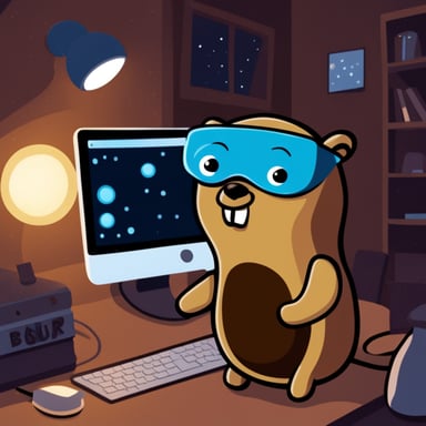 Go Blue Gopher thwarts the evil brown gopher hacker in the night.
