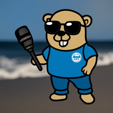 Go Blue Gopher with a black T-shirt with ARRL logo.