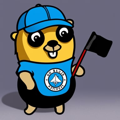 Go Blue Gopher with a black T-shirt with ARRL logo.